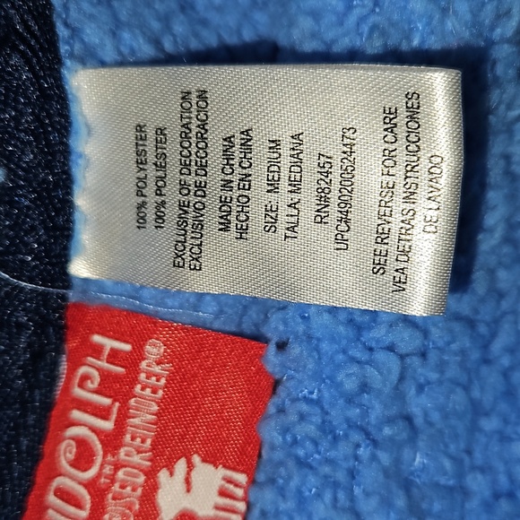 Ugly Christmas Fluffy Soft Fleece  Blue Grafic Sweat Shirt Size M - Picture 5 of 5